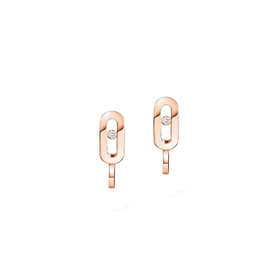 MESSIKA MOVE UNO MINI HOOP EARRINGS PINK GOLD DIAMOND EARRINGS 10050-WG